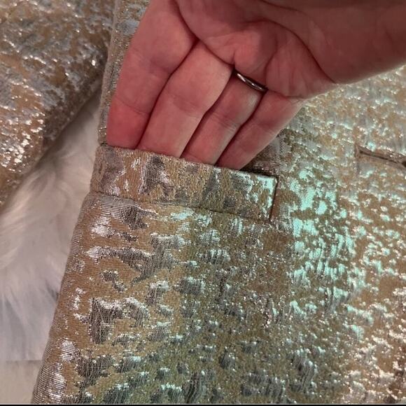 NEW J. Crew Wool Metallic Silver Brocade Jacquard Career Suit Blazer Jacket RARE - Picture 15 of 15